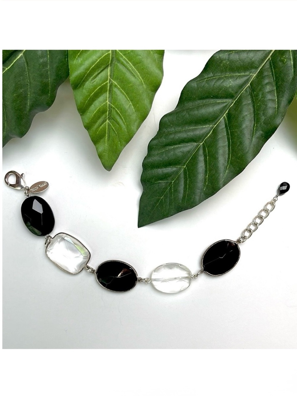 WHBM FACETED BLACK & CLEAR STONE BRACELET